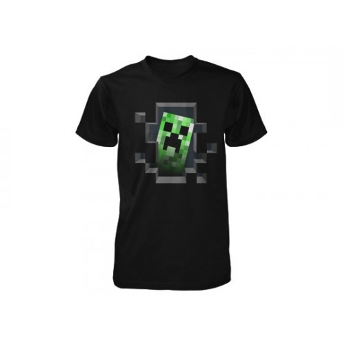 Tričko Minecraft Creeper Inside dětské, černé