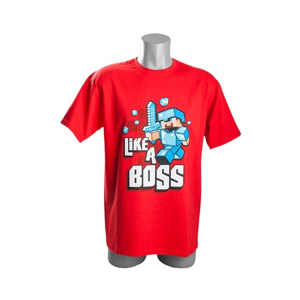 Tričko Minecraft Like a Boss EU, červené