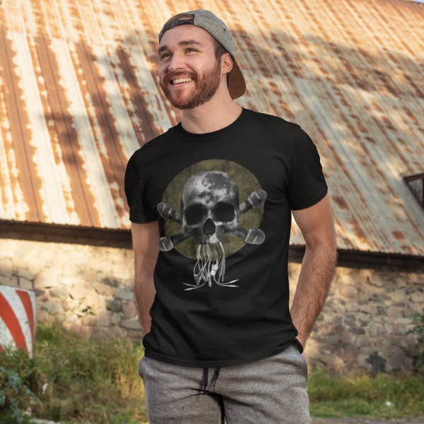 Tričko Lebka Měsíc Mikrofony Dráty