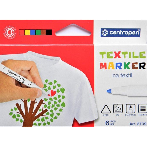 Centropen Popisovač 2739 na textil - sada 6 barev