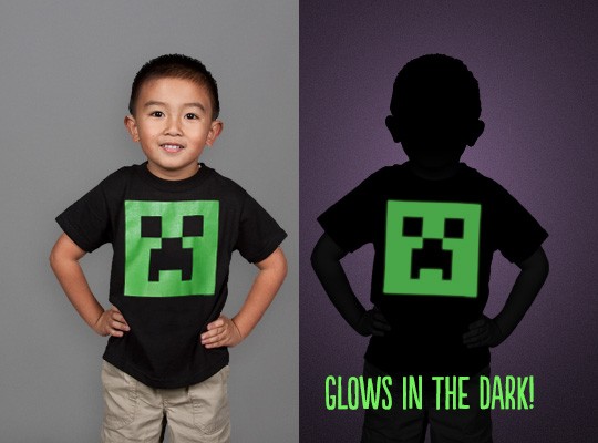 Tričko Minecraft Creeper Glow in the Dark Face dětské - černá | Minecraft | S (5÷6)