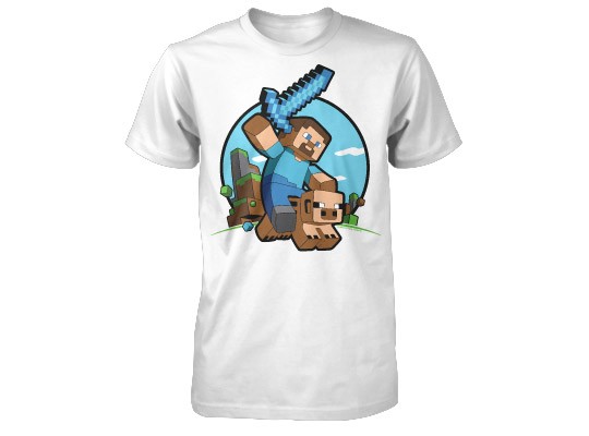 Tričko Minecraft Pig Riding dětské - bílá | Minecraft | S (5÷6)